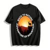Vintage Outdoor Sunset Elk Silhouette Tee Mountain Landscape Print Top Pure Cotton T-shirt