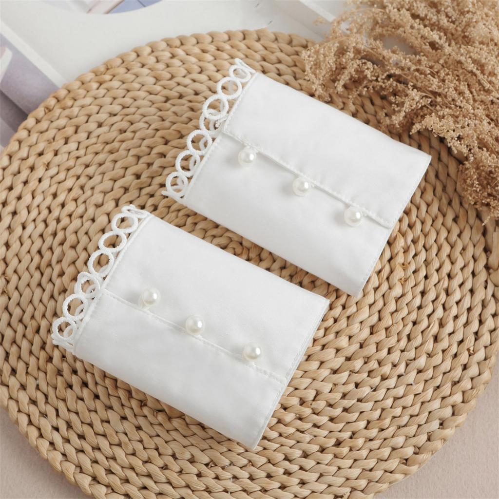 Falsche Spitzenbesatz-Ärmel Abnehmbarer Herbst-Winter-Pullover Dekorative Ärmel Spitzenbesatz Perlen Knöpfe Handgelenkbündchen