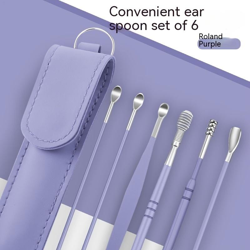 

New Stainless Steel Ear Scoop Set for Cleaning Ears, Spiral Adult Ear Cleaner with Ear Digging Spoon фіолетовий