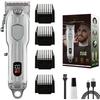 Powerful Long-Lasting Rechargeable Hair Clipper, Professional Cordless Hair Trimmer for Men, Electric Hair Cutting Grooming Kit with 4 Guide Combs