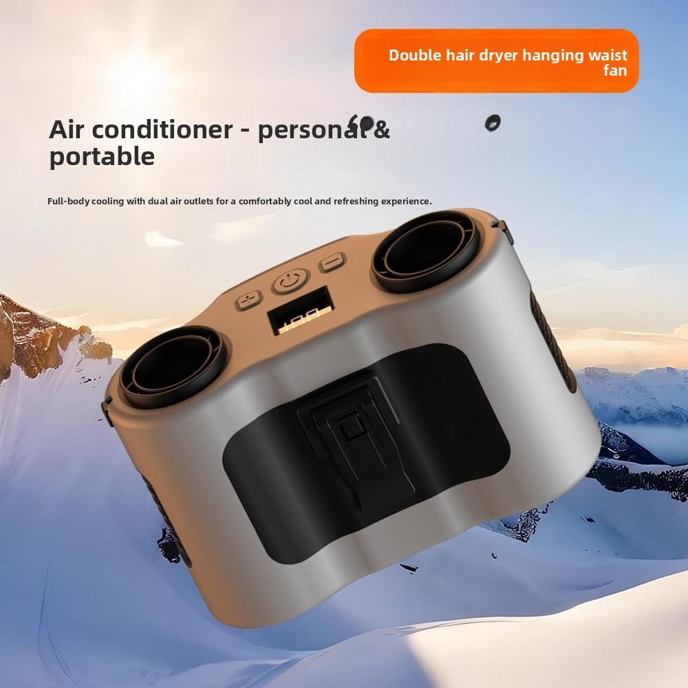 Waist Hanging Fan, Long Lasting Battery Powered Portable Mini Fan, High Wind Speed Personal Neck Fan for Outdoor Camping Construction Site