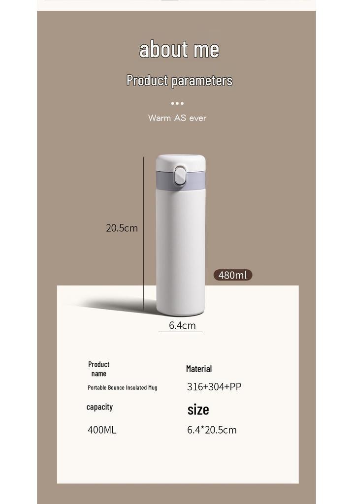 316 Insulated Thermos Cup: Elegant Direct-Drink Coffee & Water Cup, High-End Design, Lightweight, High-Value, Niche Appeal.