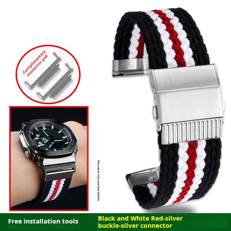 High Quality Elastic Nylon Watchband For Casio G-SHOCK GA-2100 2110 GM-2100 Series Modified Nylon Canvas Watch Strap Accessories