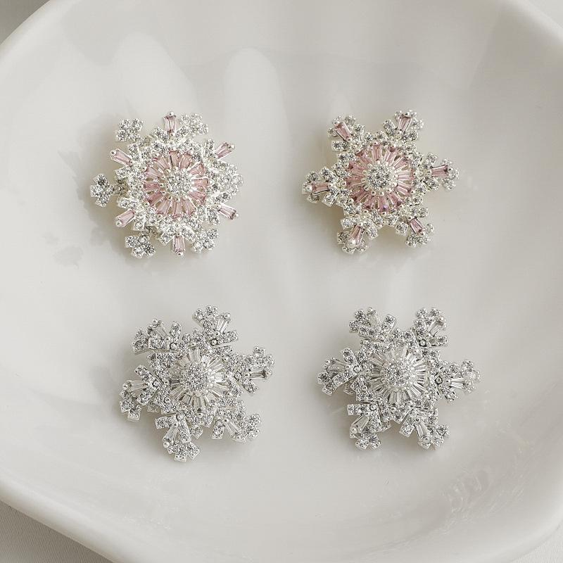 14K Gold Filled Rotatable Snowflake Zircon Spacer Beads for DIY Jewelry Accessories.
