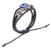 Blue Evil"s Eye Bracelets Turkish Style Adjustable Length HandWoven Leather Men"s Jewelry