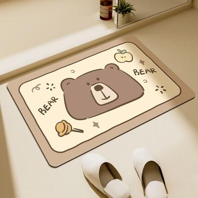 Cute Teddy Bear Simple Stroke Printed Carpet Cartoon Animal Living Room Bedroom Door Mat Home Decoration Carpet