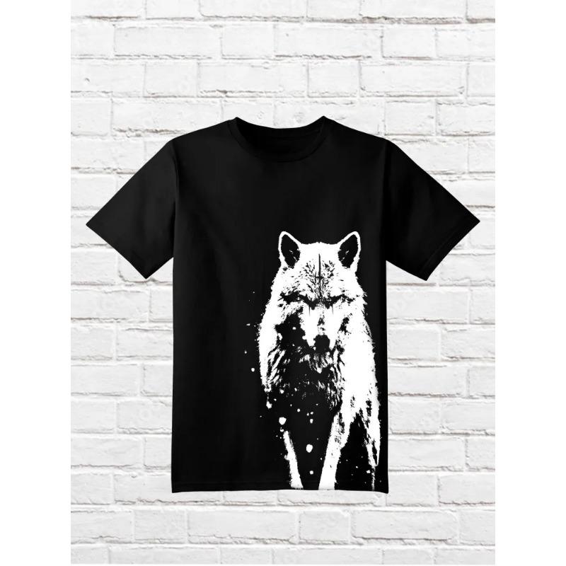 Summer Round Neck 3D Wolf Print Top Fashionable Casual Short Sleeved Men's and  Women's Couple Unisex T-shirts