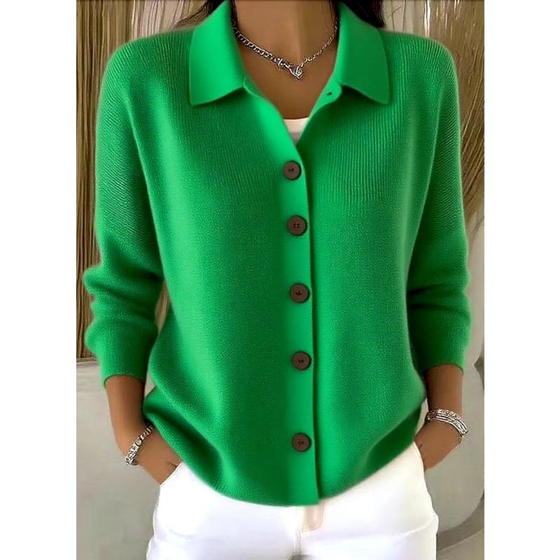 Women S Loose Knit Cardigan V Neck Long Sleeve Solid Color Outerwear