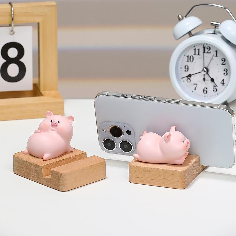 Mobile Phone Stand - Zhenan Zhenan, a Cute Resin Figurine for Home, Living Room, Tabletop Decoration. A Cute Pig-shaped Toy for Luxury Display.