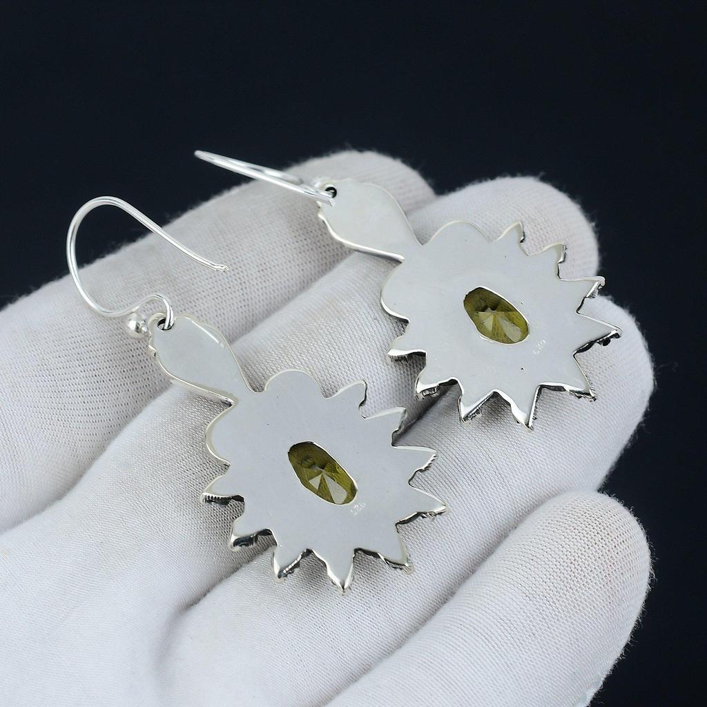 Citrine Gemstone Earring, Citrine Oval Gemstone Earring 925 Sterling Silver Earring, Citrine Birthstone Earring, Women's Earring Gifts