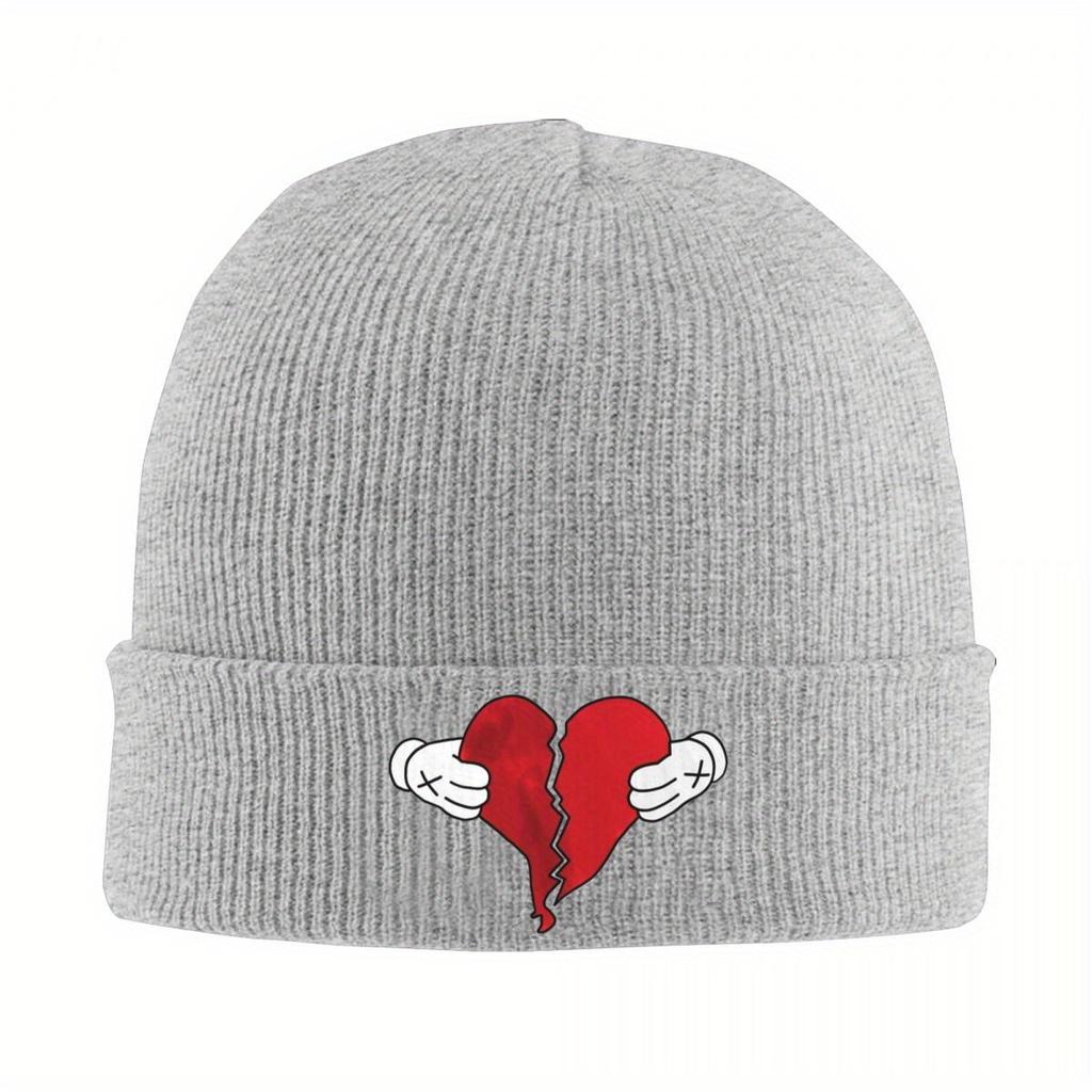 s And Heartbreak Kanye West Knit Hat Beanie Autumn Winter Hat Warm Street Hand and Broken Heart Hip Hop Caps for Unisex Women