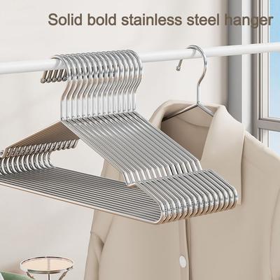 10 Pièces Solide Acier Inoxydable Cintre Antidérapant Gain de Place Étagère de Rangement pour Placard Traceless Séchage Maison