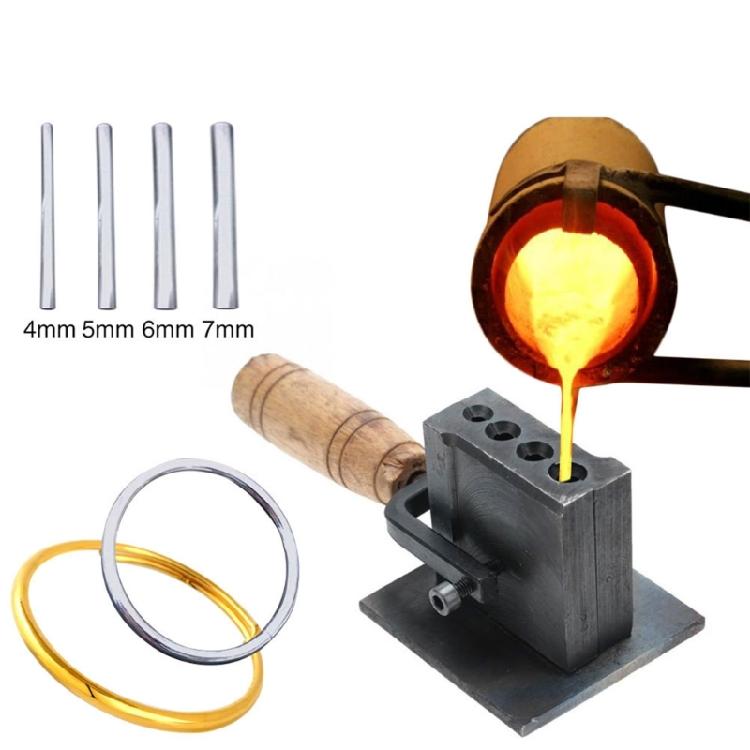 Jewelry Mold with Wood Handle Optimal Heat Distribution for Metalworking Jewelry Gold Silver Bar Casting Applications