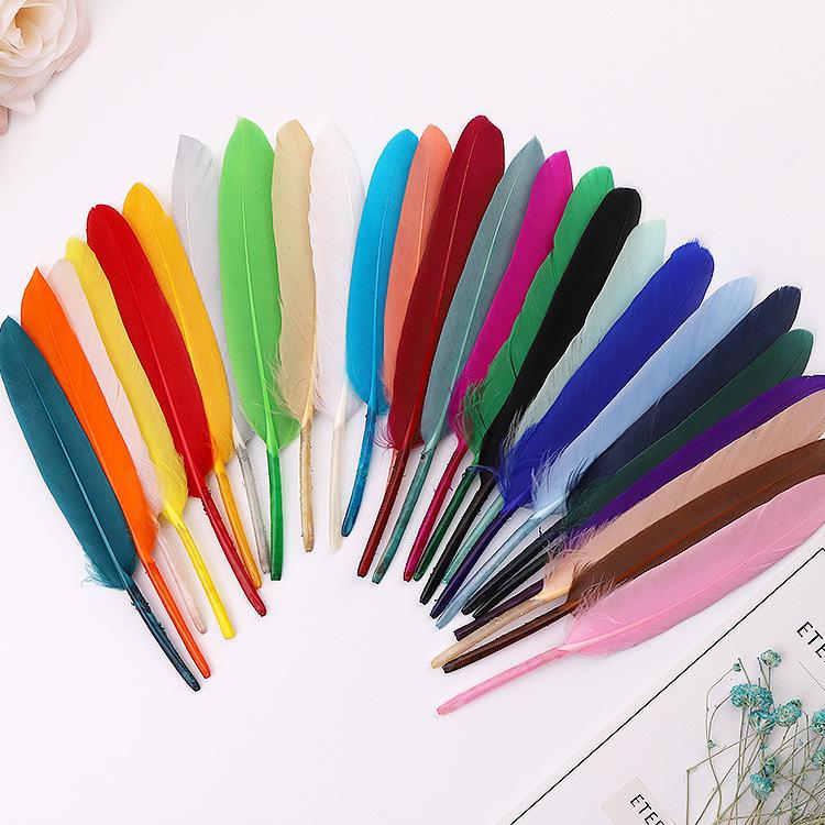 50Pcs20 Colors Colored Goose Feather Small Straight Knife Feather Diy Colored Feather Kindergarten Handmade Feather