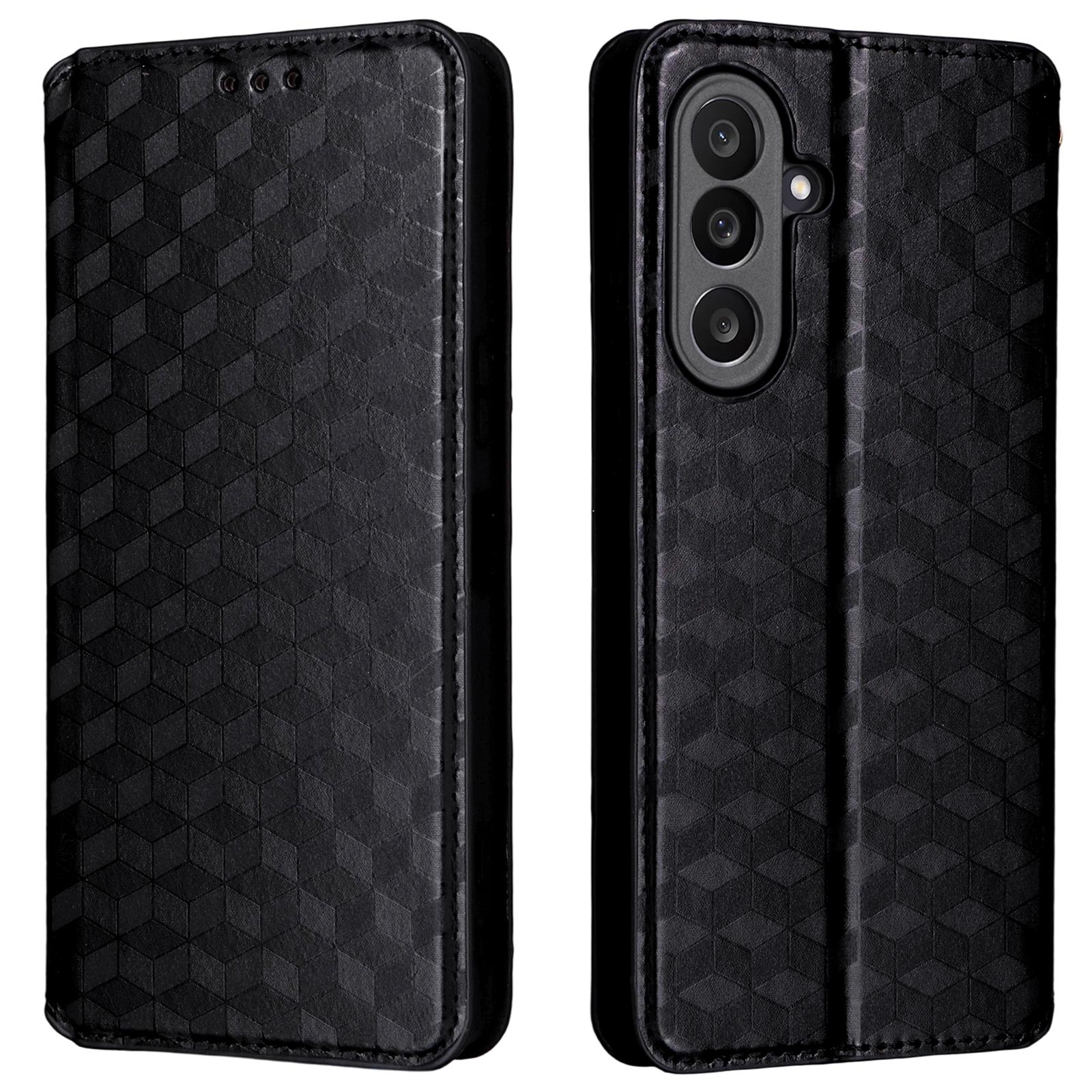 

For Samsung Galaxy F56 5G/M56 5G Case Wallet Rhombus Imprinted Leather Phone Cover C