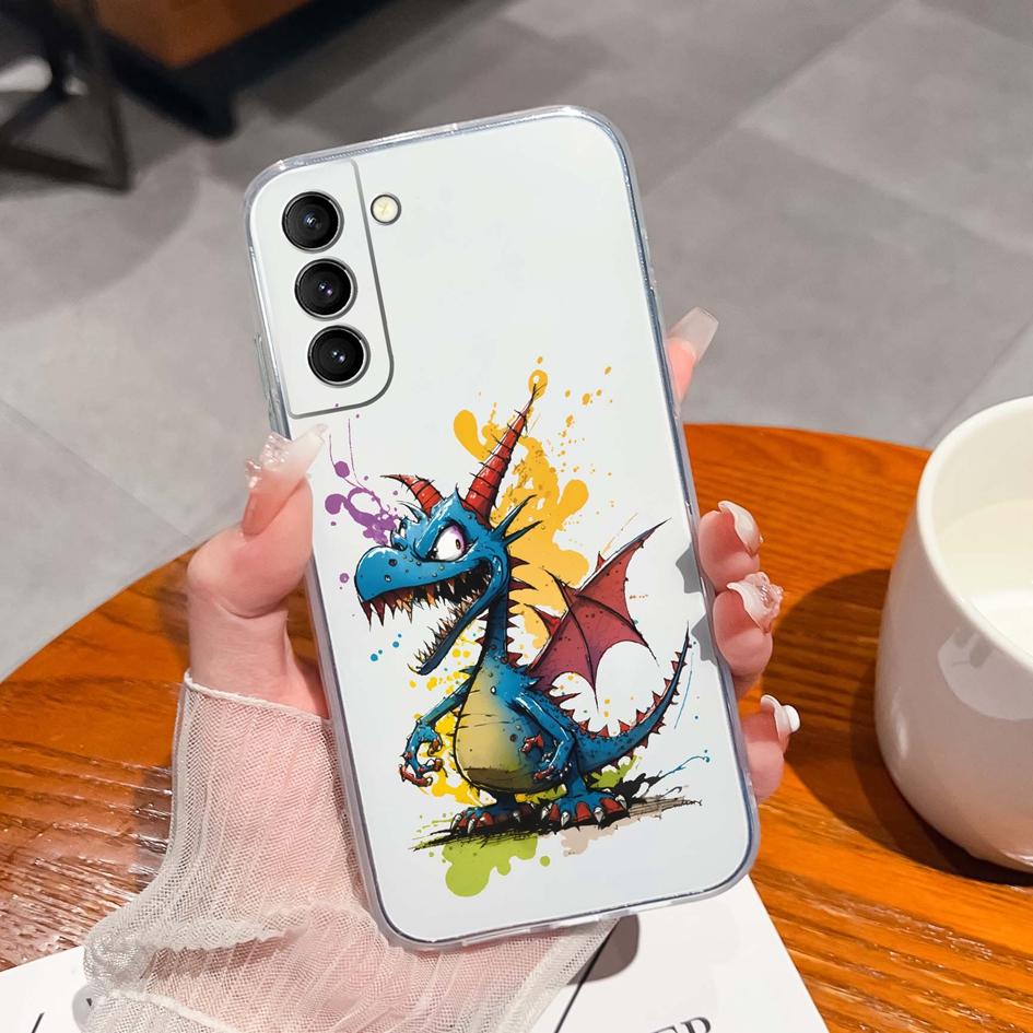 Back Cover For Samsung S21 S22 S23 Ultra Plus S6 S7 S9 Edge Bumper Case Screen Protector Luxury Graffiti Butterfly Silicone Soft TPU Transparent Shell