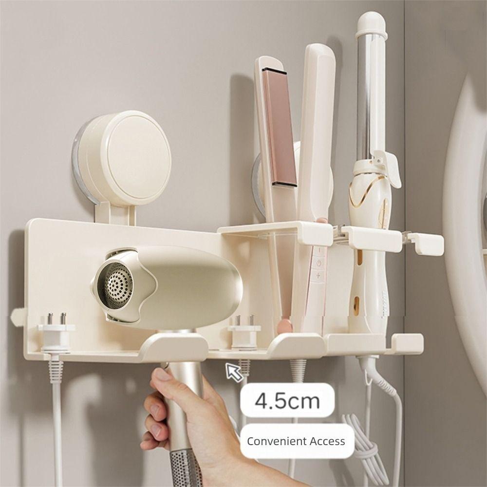 No-Drill Bathroom Organizer Suction Cup Storage Rack Simple Hair Dryer Holder  Household