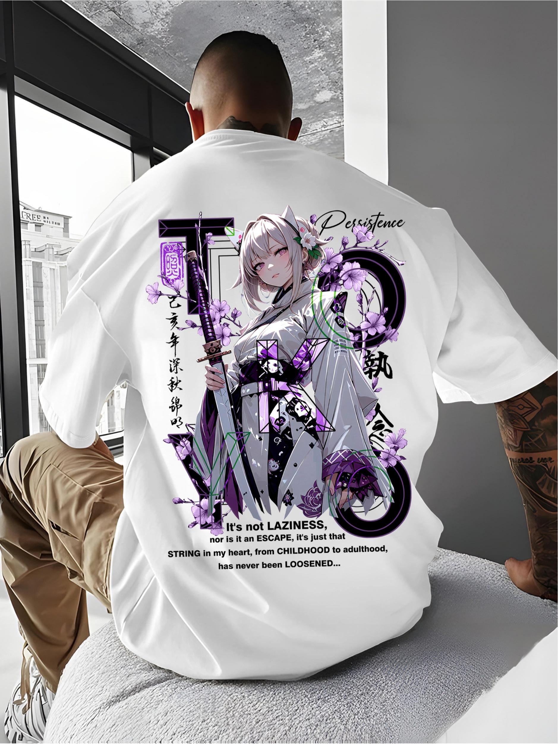 Men S Casual T-Shirt Featuring Tokyo Street Anime Designs - Tokyo Anime Girl Graphic Print XXL