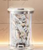 Light Luxury Pedal-Operated Metal Trash Can with Dual Lid, Large Capacity for Bathroom & Living Room