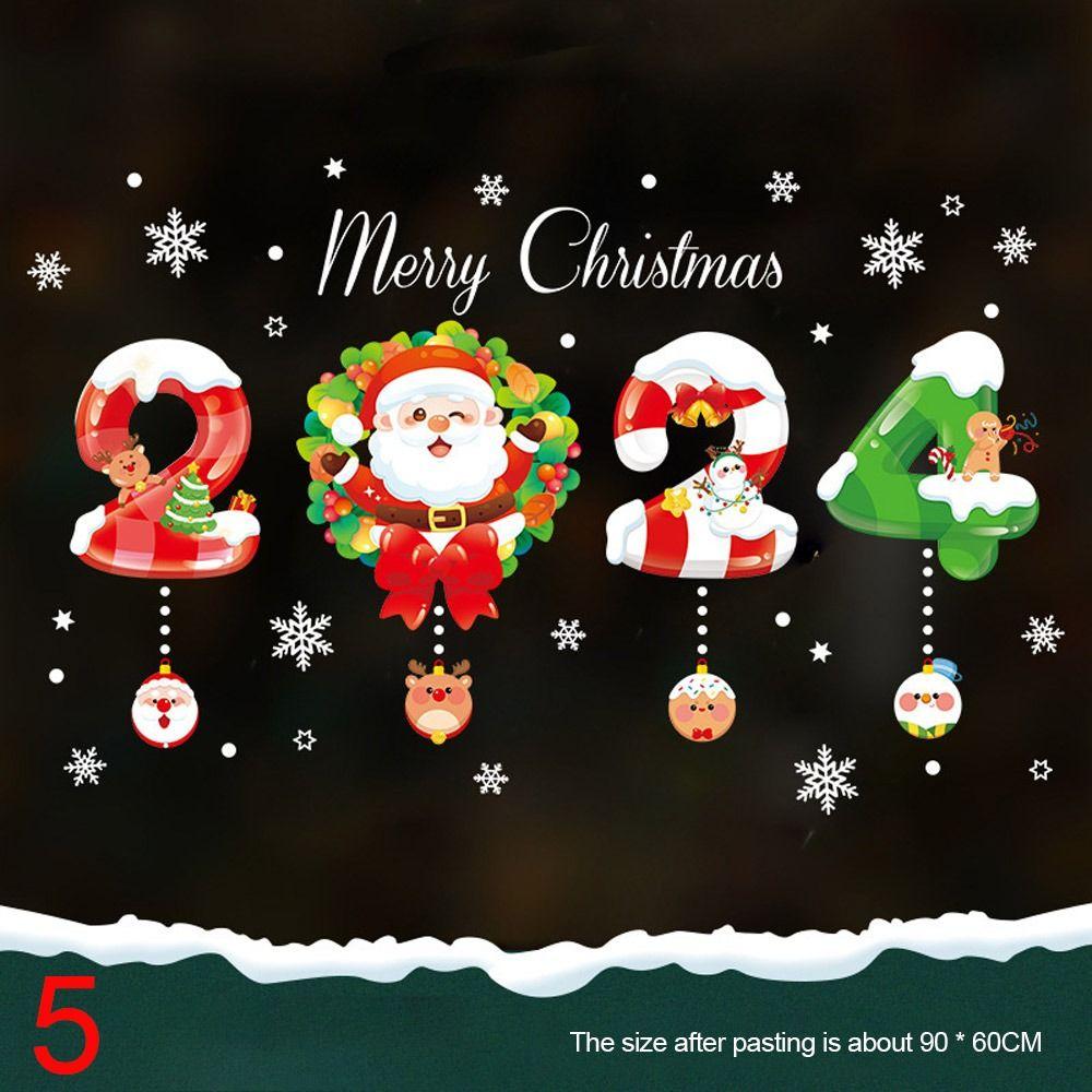 New Year Xmas Wall Sticker Snowflake Santa Claus Elk Glass Decal Gift Window Sticker  Home Decor