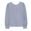 Korean Chic Autumn White Mist Haze Blue Round Neck Bubble Sleeve Top Loose Age Reducing Round Neck Long Sleeve Shirt for Women