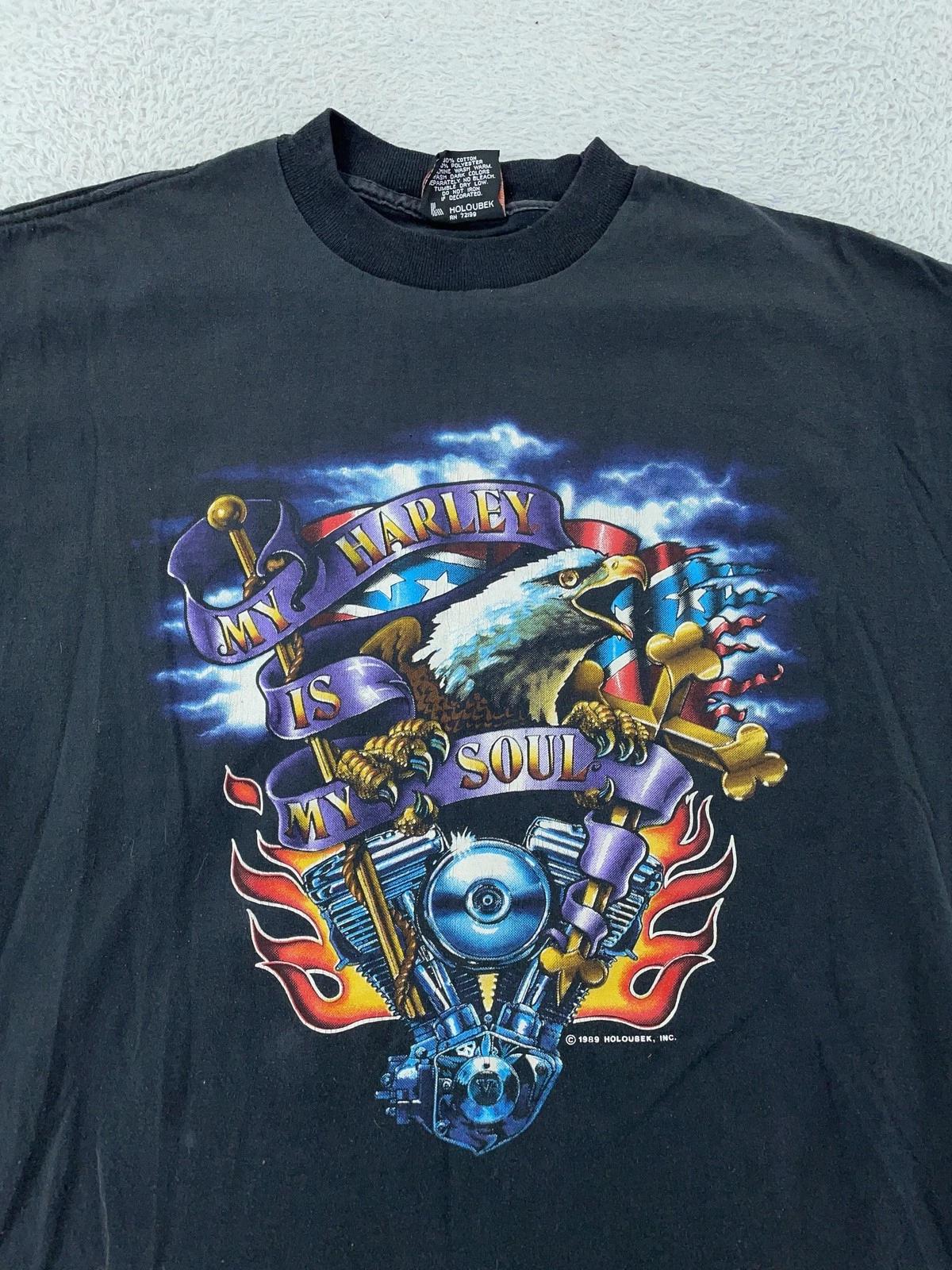 Vtg Harley-Davidson My Harley Is My Soul T-Shirt Large Eagle Thunder Biker 80s L