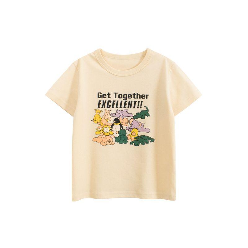 27Home Trendy Brand Export Children s Clothing 2026 Summer Children s Clothing Short-Sleeved T-Shirt Baby Girl Clothes Pure Cotton Printing Ht 9256m Apricot 90