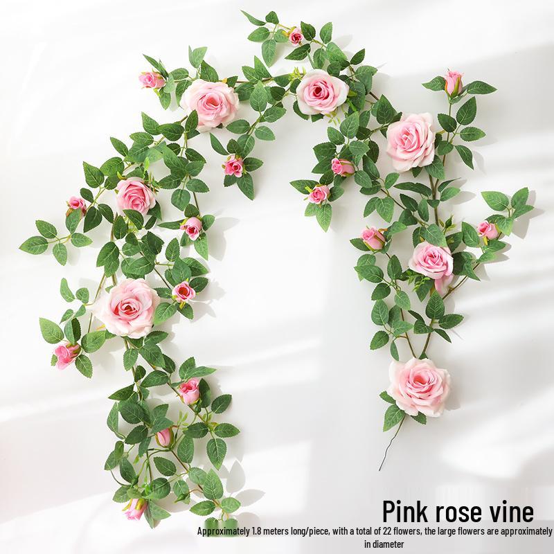 Rose Vine Faux Flower Garland for Air Conditioner, Ceiling, and Wall Decoration