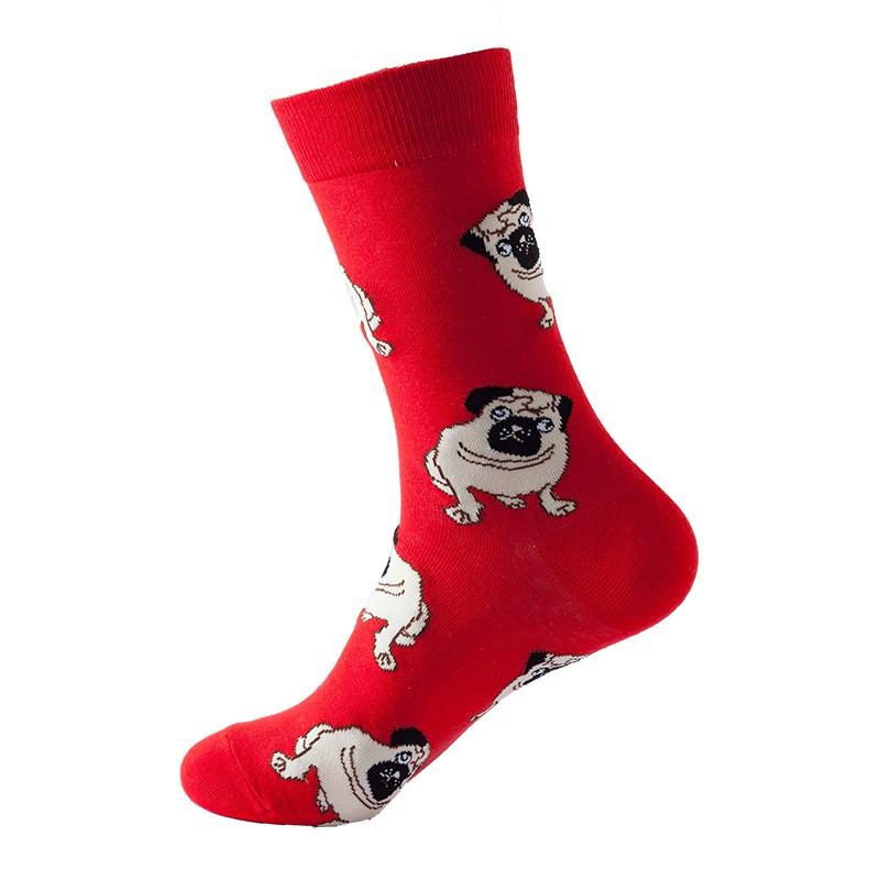 Mens Cotton Cartoon Animal Socks Mid-Calf Casual Trendy Youth Wear