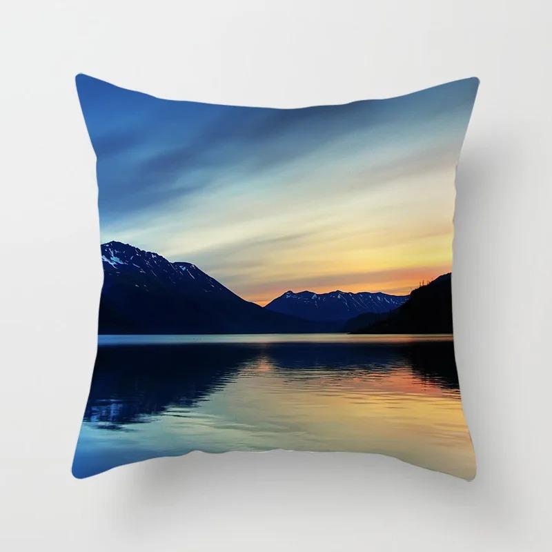 Luxury Home Decor Pillow Cover Car Living Room Sofa Cushion Cover Beautiful Natural Scenery Pattern Cushion Cover