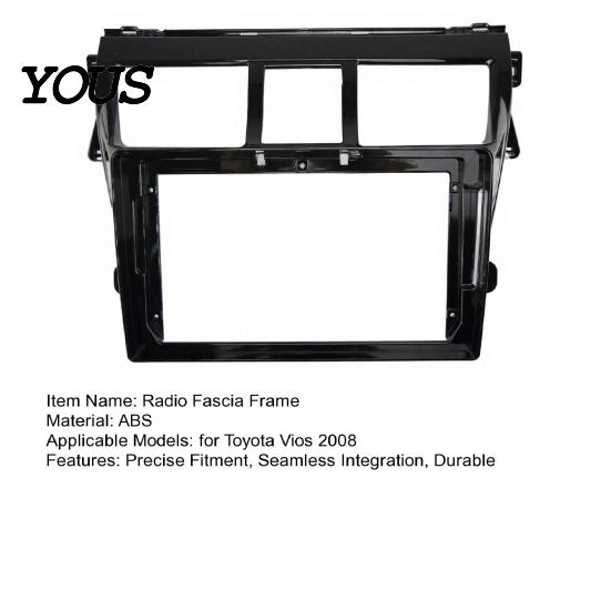 Console Gap Filler 9 Inch Car Radio Fascia Frame for Toyota Vios 2008, Navigation Dashboard Accessory Panel Frame, Stereo Install Bezel Trim,