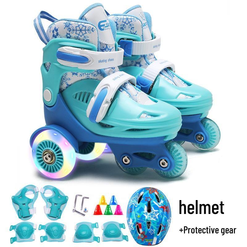 Custom Kids' Beginner Inline Roller Skates with Flashing Double Row Wheels