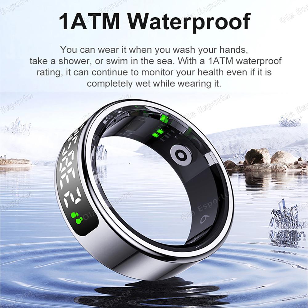 Anello Intelligente R11 con Schermo Display e Touch, Contatore Tasbih Zikr, Con Scatola di Ricarica, Gestore della Salute, Impermeabile 5ATM Per Android