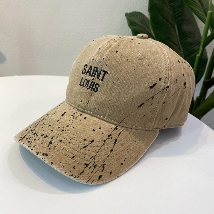 splashing ink spots art style cap style personality hip hop curved brim hat outdoor sports soft top baseball cap tide
