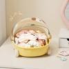 Storage Box Cartoon Trolley Shape Display Case with Handle And Rotating Dust-Proof Cover Organizer for Dolls Jewelry Stationery