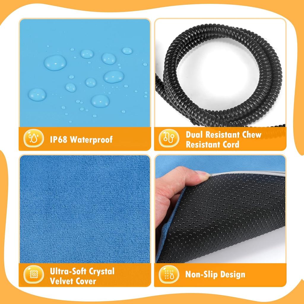 Pet Heating Pad for Cat Heating Pad Indoor Self Heating Cat Pad with 6 Adjustable Temperature & 5 Timers, Dog Heating Pad Waterproof Heated Dog Bed