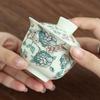 Porcelain Camellia Pattern Tea Tureen Kungfu Tea Cup Set Tea Infuser Traditional with Cover Teacup Tea Sealed Storage Jar
