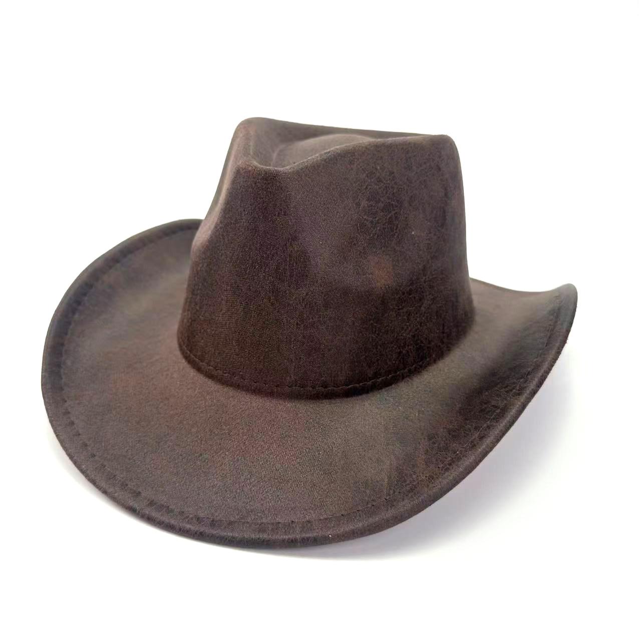 

New Ethnic Style Tibetan Western Cowboy Hat Spring And Summer Peach Heart Top Jazz Hat Men S And Women S Top Hat M（56-58cm） темно-коричневого кольору