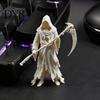 Dark Style Ornament Gothic Grim Reaper Figurine, 3D Printed Hooded Statue with Figurine Sickle, Spooky Robe Decoration for Halloween Indoor