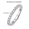 D VVS1 All Moissanite Row Rings Set For Women   CopperPlated 18K White Gold Diamond Ring Wedding Bands Fine Jewelry