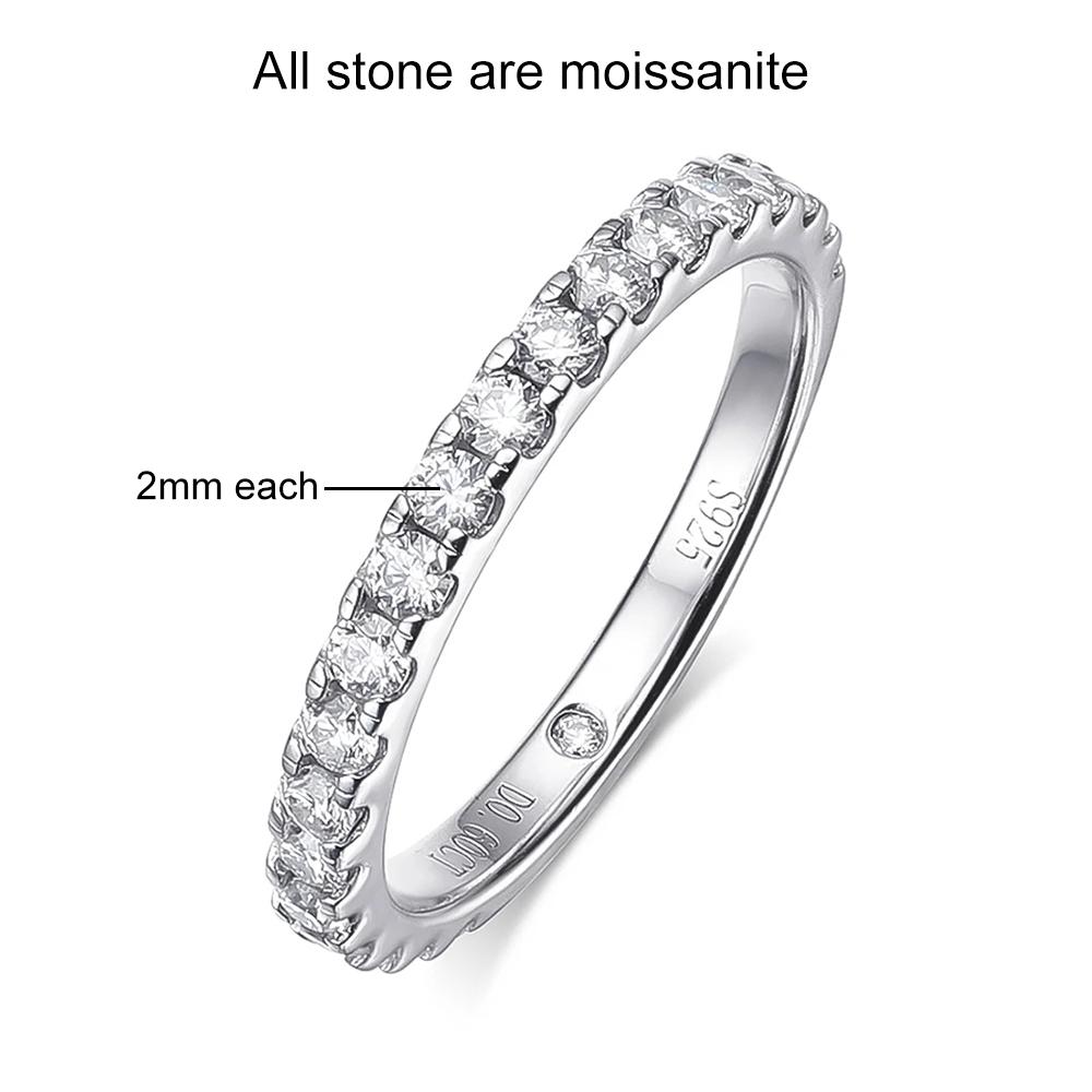 D VVS1 All Moissanite Row Rings Set For Women CopperPlated 18K White Gold Diamond Ring Wedding Bands Fine Jewelry