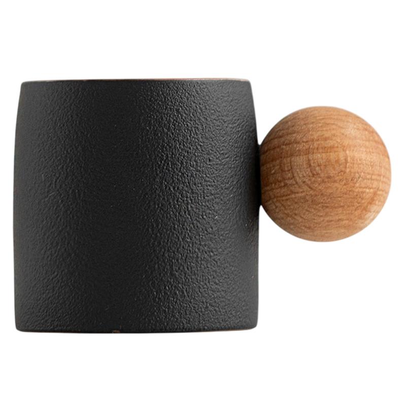 

70 мл уникальная чашка для чая Stoare с деревянной ручкой-шариком, художественная керамическая кофейная кружка для послеобеденного чая