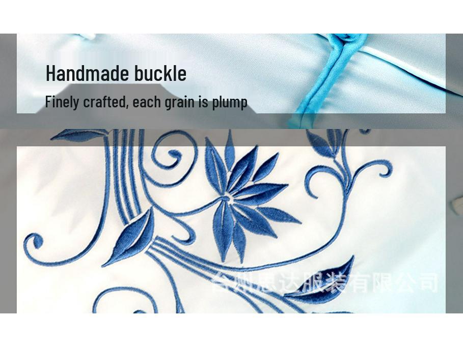 Blue & White Porcelain Gradient Tai Chi Suit: Embroidered Performance & Practice Attire for Women & Men.