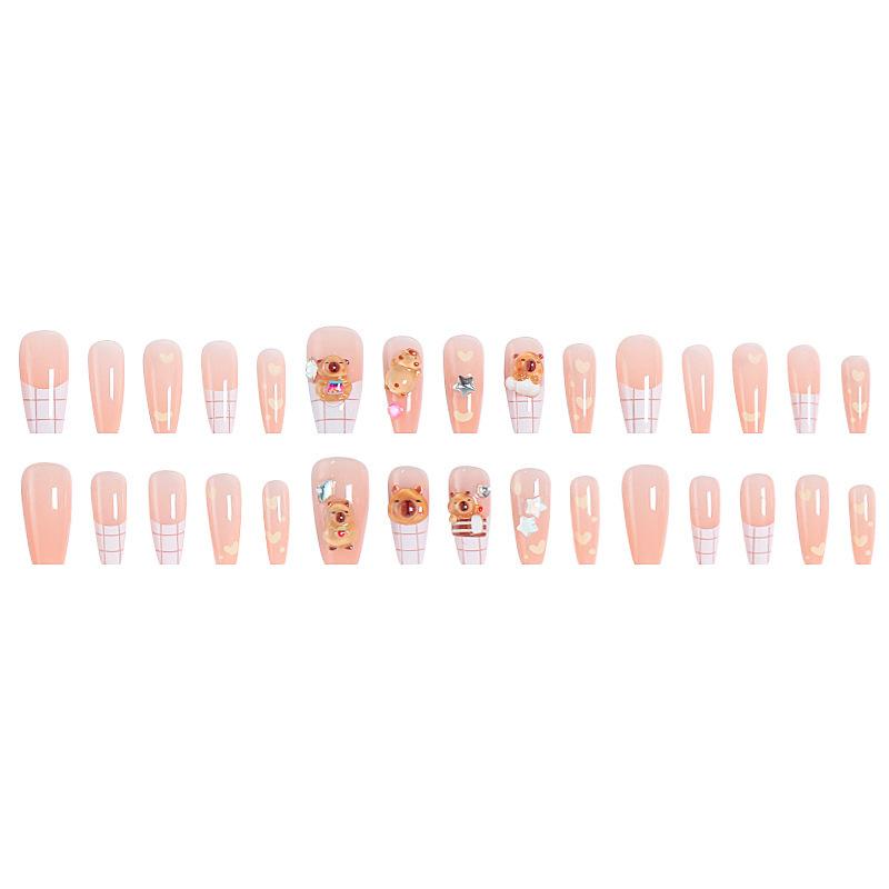 Inlandischer Heißverkauf Süße Nagelkunst, Süßer und Niedlicher Cartoon Französischer Stern Kapibara Lang tragendes Nagelstück