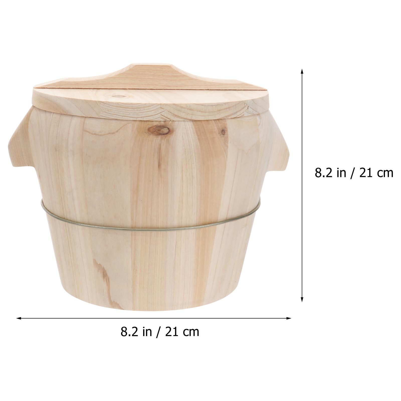 

1Pcs Steamed Rice Bucket with Lid Premium Hardwood Construction Burr Free Surface Retains Natural Wood Scent Perfect for Canteen