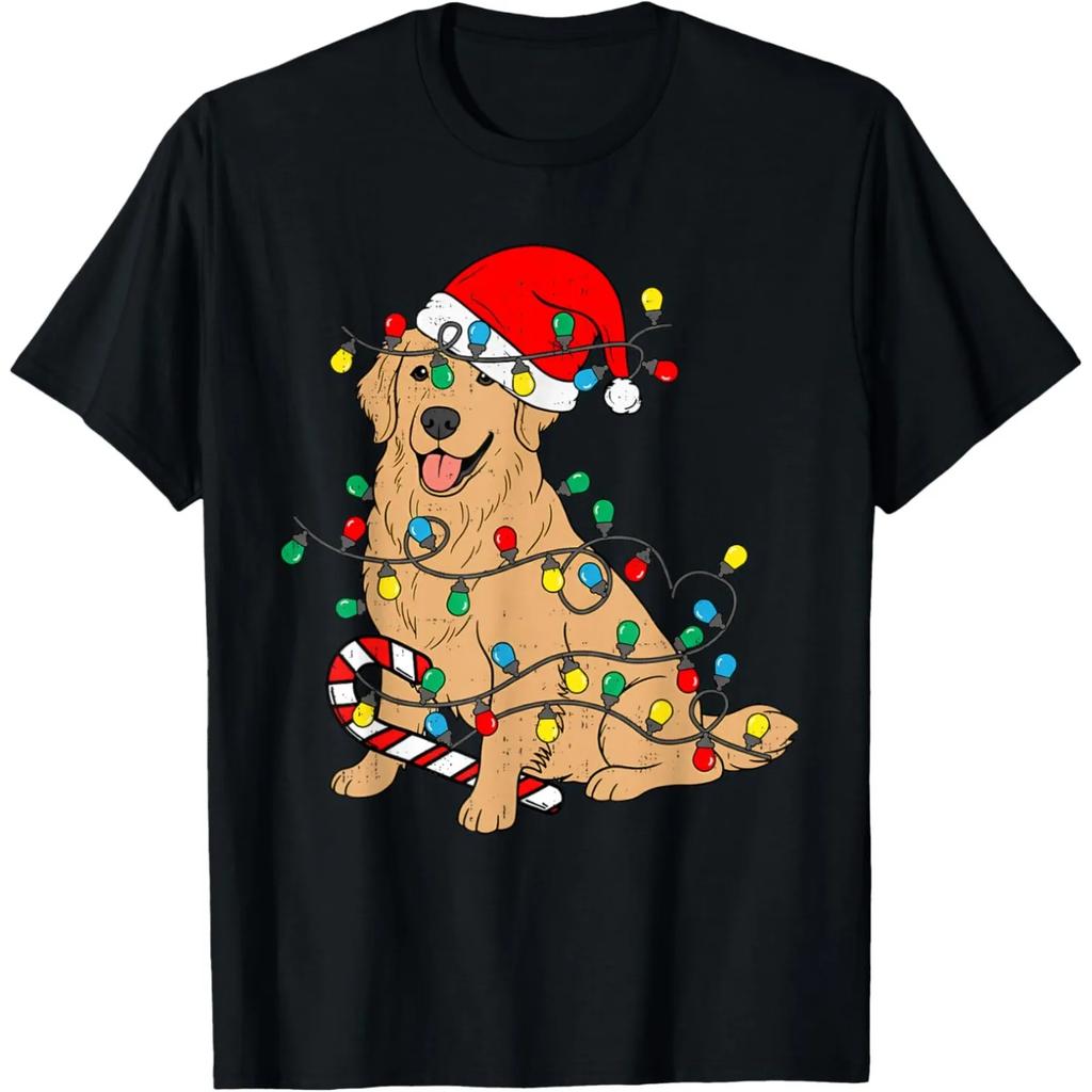 Golden Retriever Japanese Kanagawa Wave Funny Surf Dog T Shirts Men Humor Streetwear Tee Short Sleeve Unisex Loose Clothing