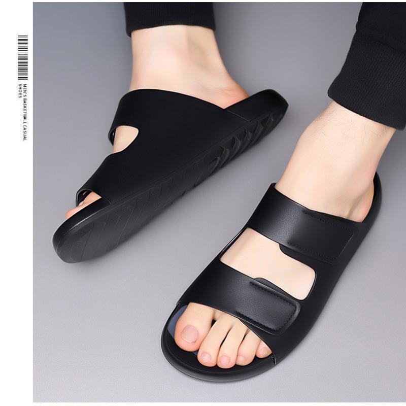 Fashion Summer Fashion Leather Platform Outdoor Beach Men's Sandals Designer New Hollow Soft Soled Slip-on Indoor Male Slippers