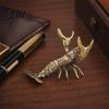 Realistic Lobster Figurine Brass Figurine Multifunctional Ornament for Tea Pet Lid Rest Brush Cute Desk Organizer Holder Paperweight Decor