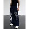 Pantaloni Sportivi Larghi in Poliestere Casual con Stampa Angelo Oscuro da Uomo, Pantaloni a Gamba Larga Street Wear High Street, alla Moda Stile Hip-hop