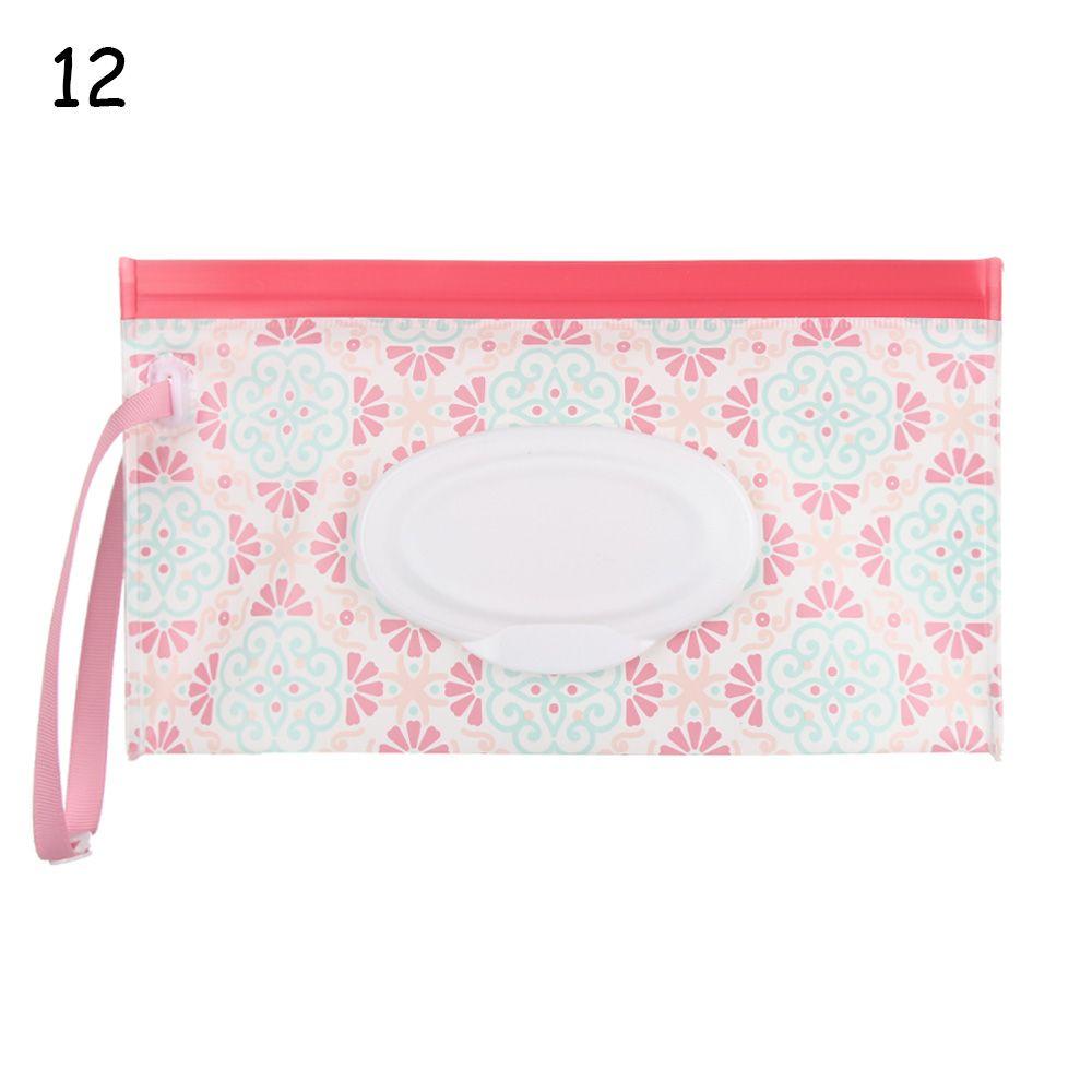 1pcs Fashion Cute Snap-Strap Flip Cover Carrying Case Portable Wet Wipes Bag Cosmetic Pouch Stroller Accessories Tissue Box
